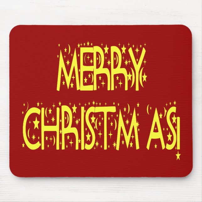 Merry Christmas Starry Night Font Mouse Pad (Front)