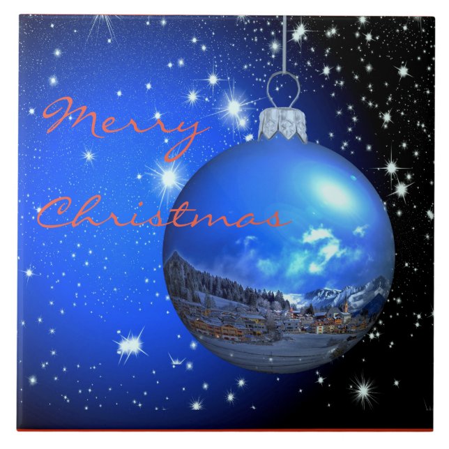 merry christmas starry sky ornament tile (Front)