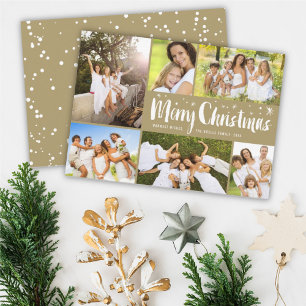 Merry Christmas Stars 6 Photo Collage Holiday Card