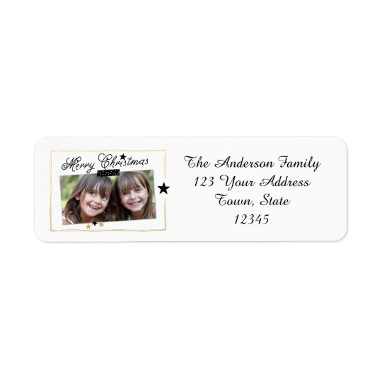 Merry Christmas Stars | Holiday Photo Return Address Label