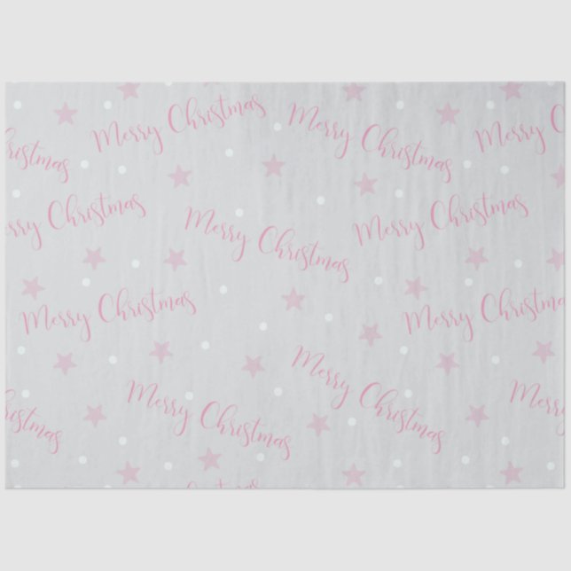 Merry Christmas Stars Pink Green Christmas Tissue Paper (Front)