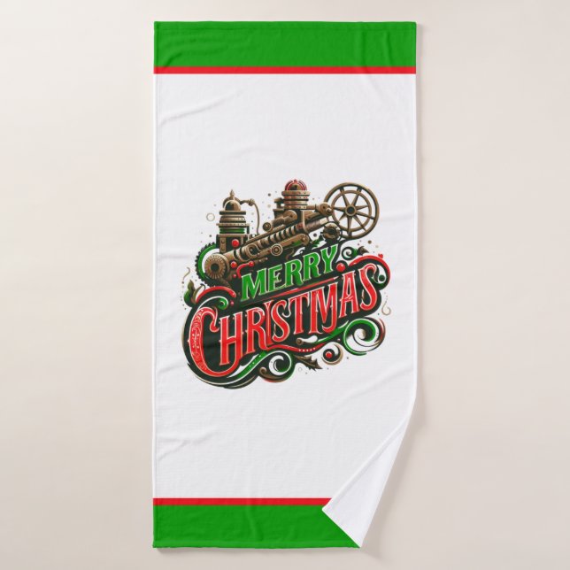 Merry Christmas steampunk Bath Towel (Bath Towel)