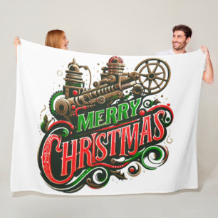 Merry Christmas steampunk Fleece Blanket