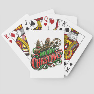 Merry Christmas steampunk Playing Cards