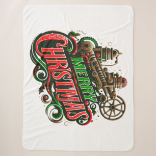 Merry Christmas steampunk Sherpa Blanket