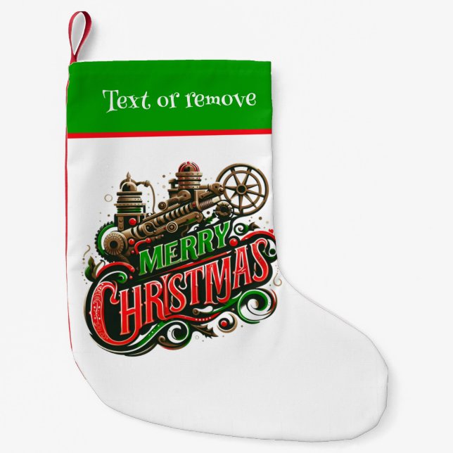 Merry Christmas steampunk Small Christmas Stocking (Front)