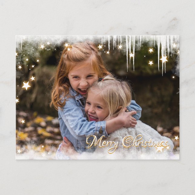 Merry Christmas Sternchen Kundenspezifische Foto Holiday Postcard (Front)