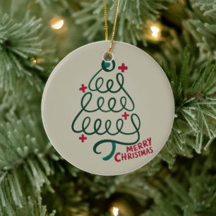 Merry Christmas Stethoscope CNA Medical Worker Ceramic Ornament