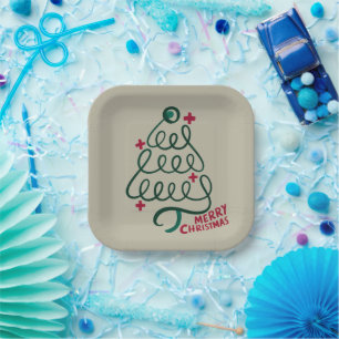 Merry Christmas Stethoscope CNA Medical Worker Paper Plate