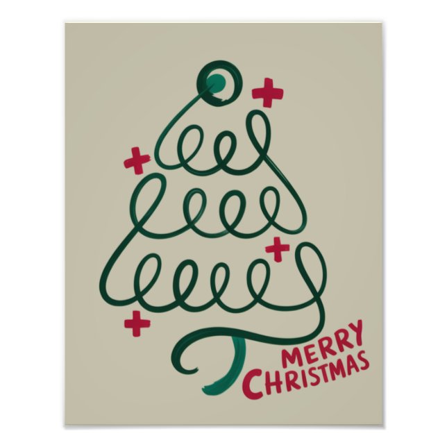 Merry Christmas Stethoscope CNA Medical Worker Photo Print (Front)