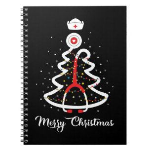 Merry Christmas Stethoscope Nurse Christmas Tree X Notebook