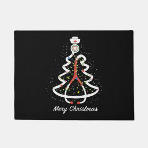 merry christmas stethoscope pine noel nurse doormat