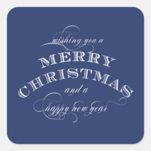 MERRY CHRISTMAS STICKER BLEU