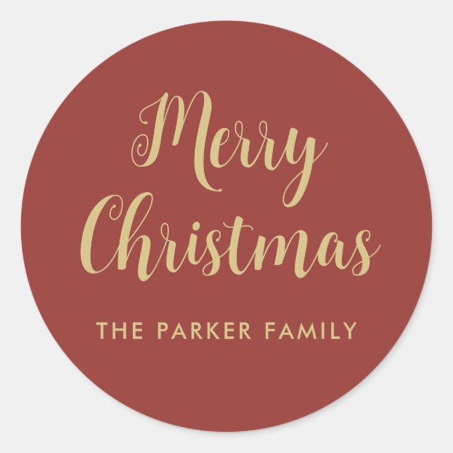 Merry Christmas Sticker | Faux Gold Casual Script  (Front)