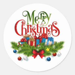 Merry Christmas Sticker – Festive Gifts & Pine Gar