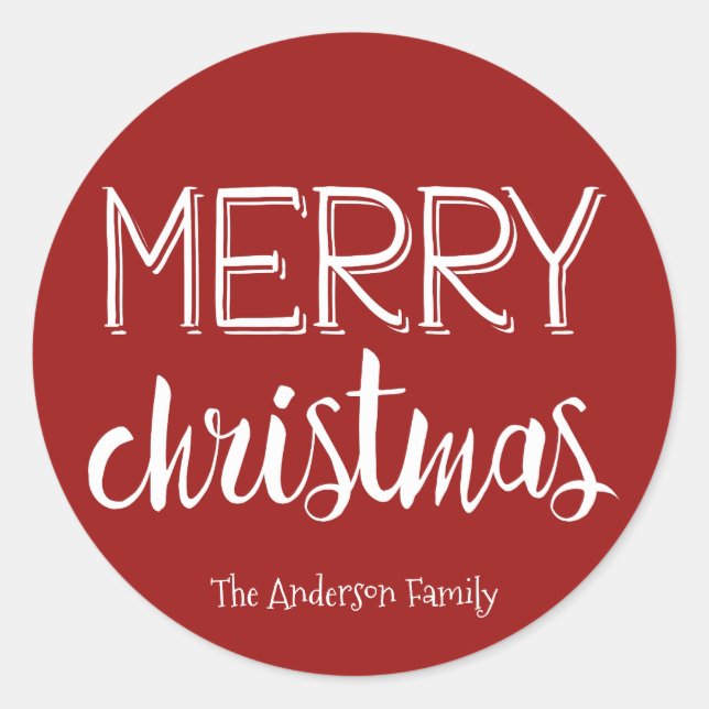 Merry Christmas Sticker Gift Tag (Front)