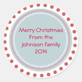 Merry Christmas Sticker with red dots and green