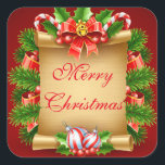 Merry Christmas Stickers<br><div class="desc">Holiday sticker shown with a festive Merry Christmas print.  
Customize or buy as is.</div>