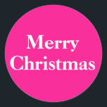 Merry Christmas Stickers Elegant Script Pink<br><div class="desc">Merry Christmas Hot Pink Round Stickers with stylish White Script on Hot Pink background. Round sticker set of 20 stickers. 30 Day Money Back Guarantee. Ships Worldwide fast.. Merry Christmas Round Stickers with beautiful decorative White Script on Hot Pink background., created by original artist RjFxx honoured with 237 art awards....</div>