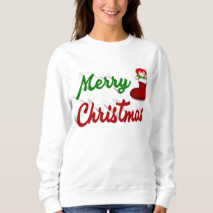 Merry Christmas Stocking red green script Sweatshirt