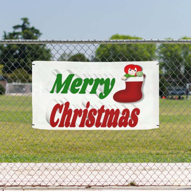 Merry Christmas Stocking red green typography Banner (Insitu)