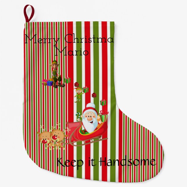 Merry Christmas Stocking Santa Elf Keep Handsome (Front)