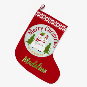 Merry Christmas Stocking Snowman Couple