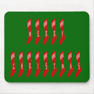 Merry Christmas Stocking Typography Quote Mouse Pad