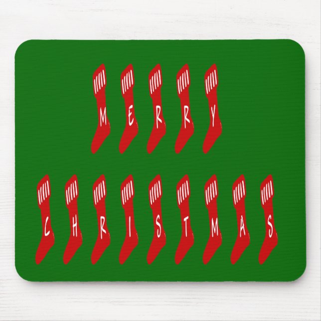Merry Christmas Stocking Typography Quote Mouse Pad (Front)