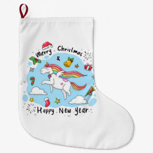 Merry Christmas Stocking, Unicorn Large Christmas Stocking