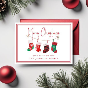 Merry Christmas Stockings Holiday Card