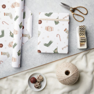 Merry Christmas Stockings Presents Holiday Gift Wrapping Paper