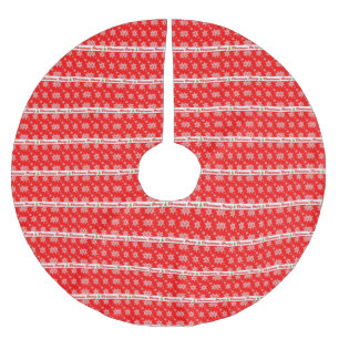 Merry Christmas Striped Red and White Retro Brushed Polyester Tree Skirt