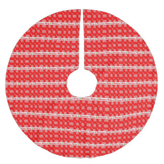 Merry Christmas Striped Red and White Retro Brushed Polyester Tree Skirt