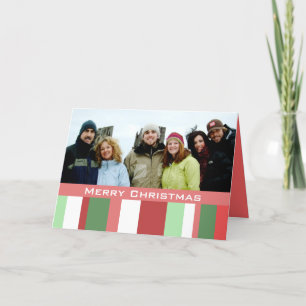 Merry Christmas Stripes With Your Family Photo Holiday Card
