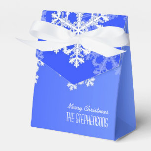 Merry Christmas Stylish Cobalt Blue Snowflakes Favor Box