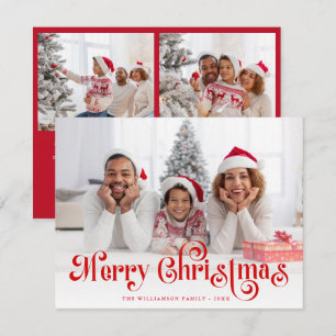 Merry Christmas Stylish Lettering Photo Holiday Card