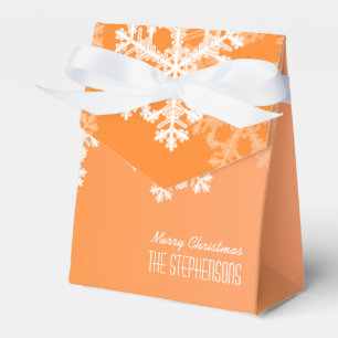 Merry Christmas Stylish Orange Snowflakes  Pattern Favor Box