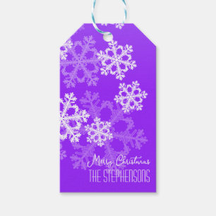 Merry Christmas Stylish Purple Snowflakes  Pattern Gift Tags