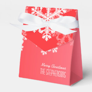 Merry Christmas Stylish Red Snowflakes  Pattern Favor Box