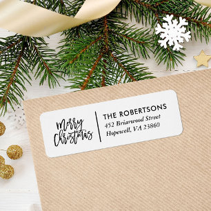 Merry Christmas Stylish Script Return Address
