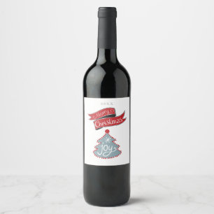 Merry Christmas, Stylized Tree, Custom Year Wine Label