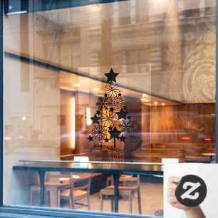 Merry Christmas Stylized Tree Personalized Window Cling