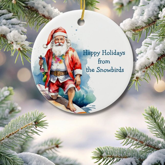 Merry Christmas Surfing Santa Ornament (Creator Uploaded)