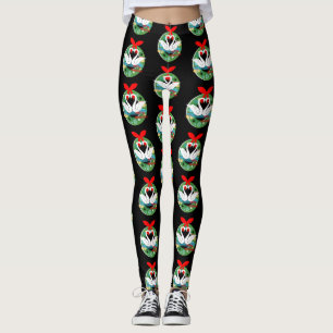 merry christmas swans leggings