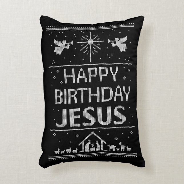 Merry Christmas Sweater Christian Religious Accent Pillow (Front(Vertical))