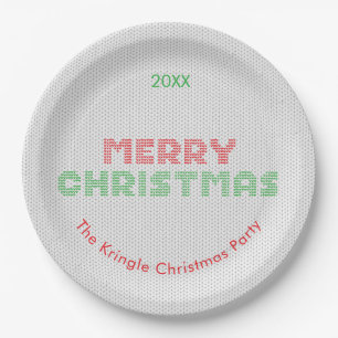 Merry Christmas Sweater Typography Paper Plate