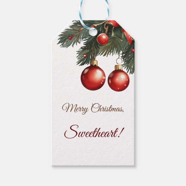 Merry Christmas, Sweetheart! Customizable Gift Tags (Front)