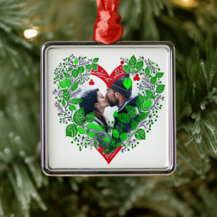 Merry Christmas Sweetheart   Heart Christmas Photo Metal Ornament