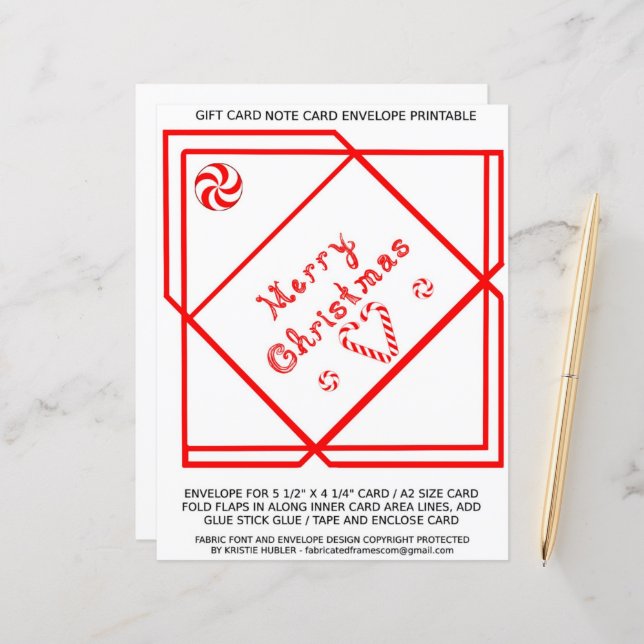 Merry Christmas Swirl Gift Card A2 Envelope paper (Front/Back In Situ)